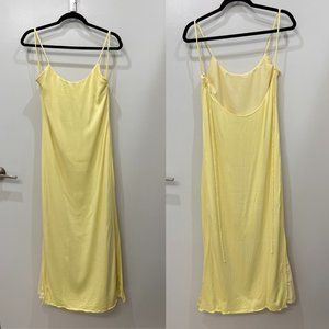 Yellow Something Navy Silky Essential Slip Dress Size M
